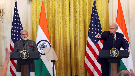 PM Modi and US President Donald Trump deliver a joint press statement